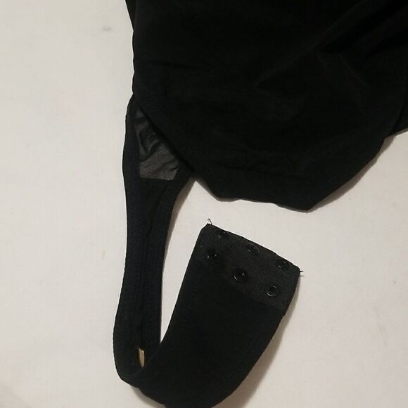 New Popilush Sheer Mesh Shapewear Long Sleeve Thong Bodysuit in Black - Picture 13 of 14